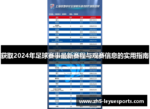 获取2024年足球赛事最新赛程与观赛信息的实用指南